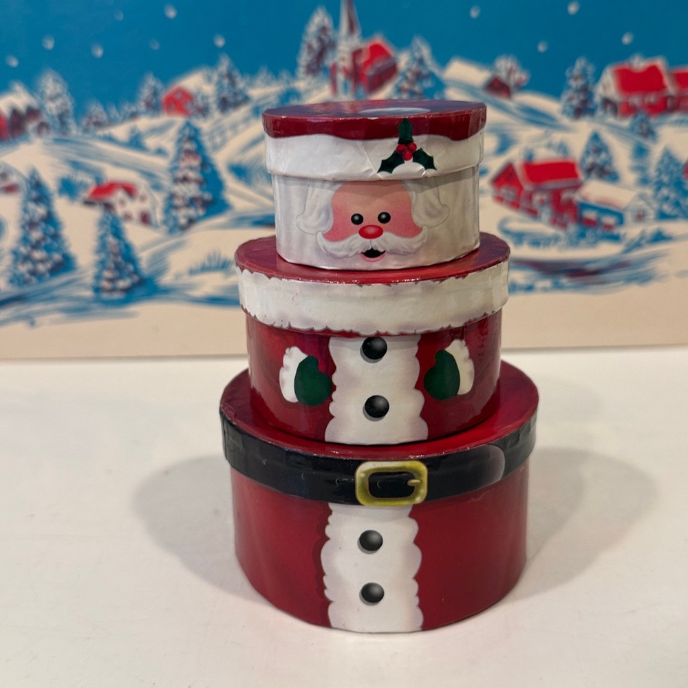 Santa Claus Paper Mache Nesting Stacking Boxes by Galerie